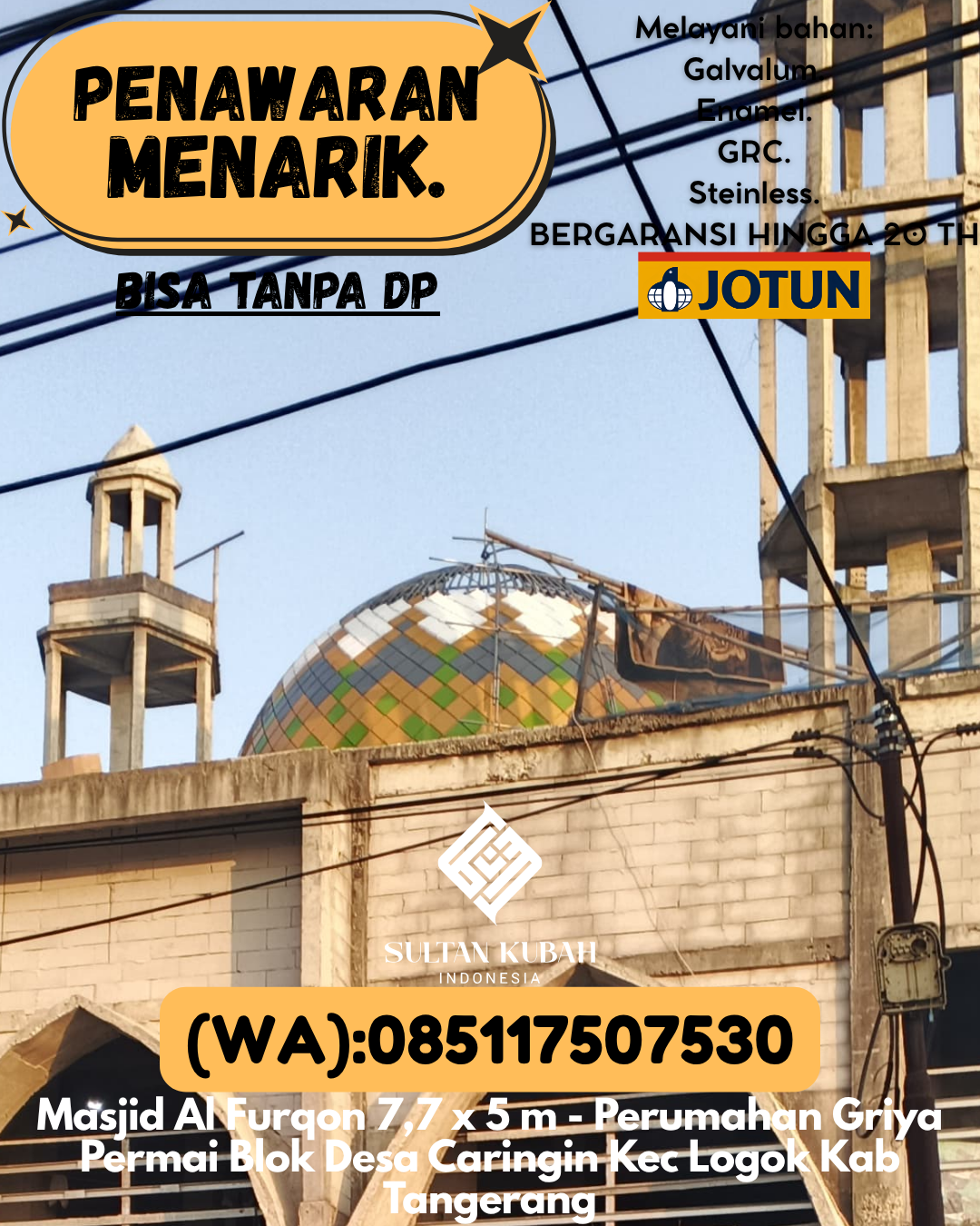 JUAL KUBAH MASJID EKSKLUSIF DI KEC Argamakmur, KAB Bengkulu Utara (WA: 085117507530)