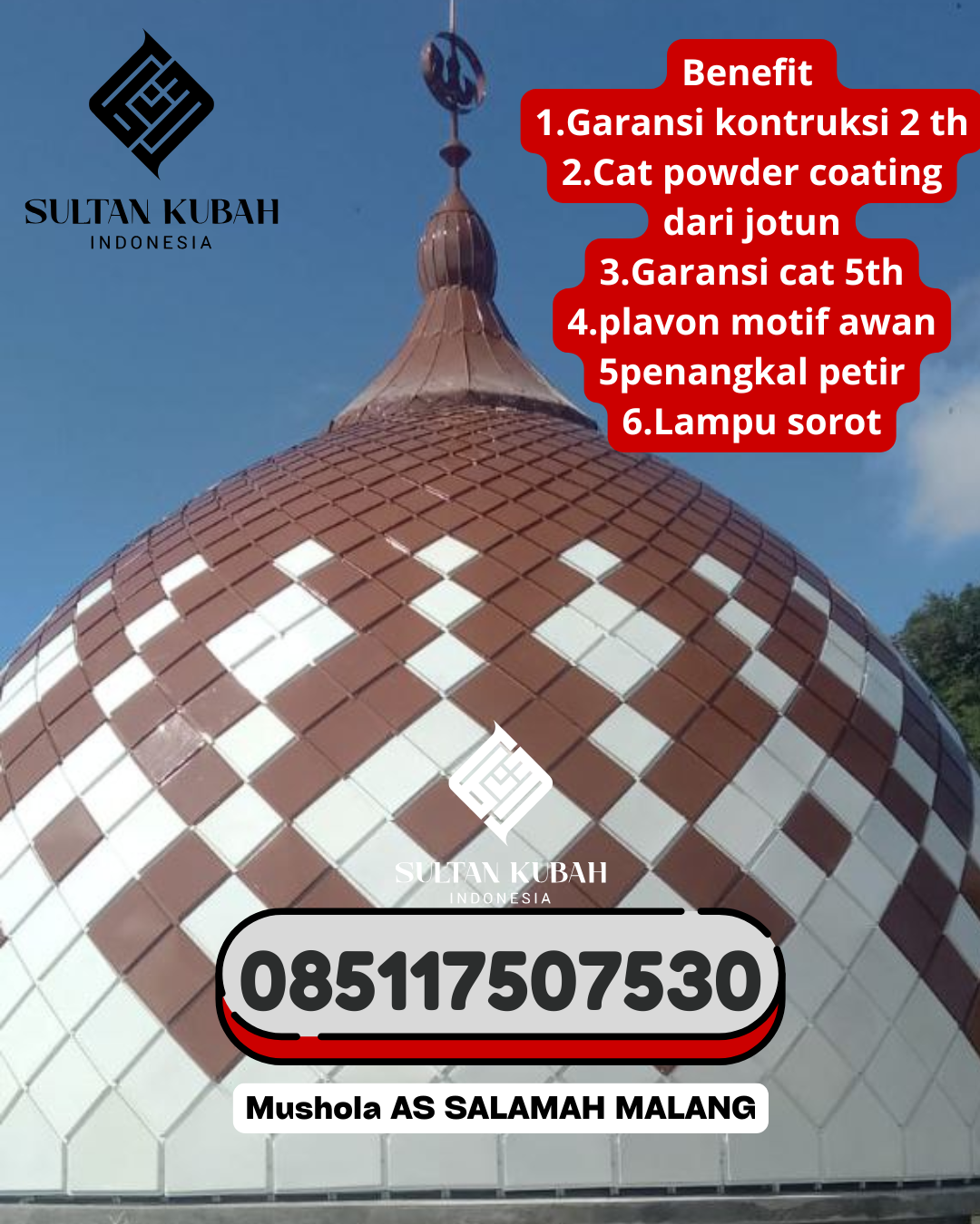 Kubah masjid galvalum kualitas unggulan, 085117507530.Sinjai Timur – Kabupaten Sinjai