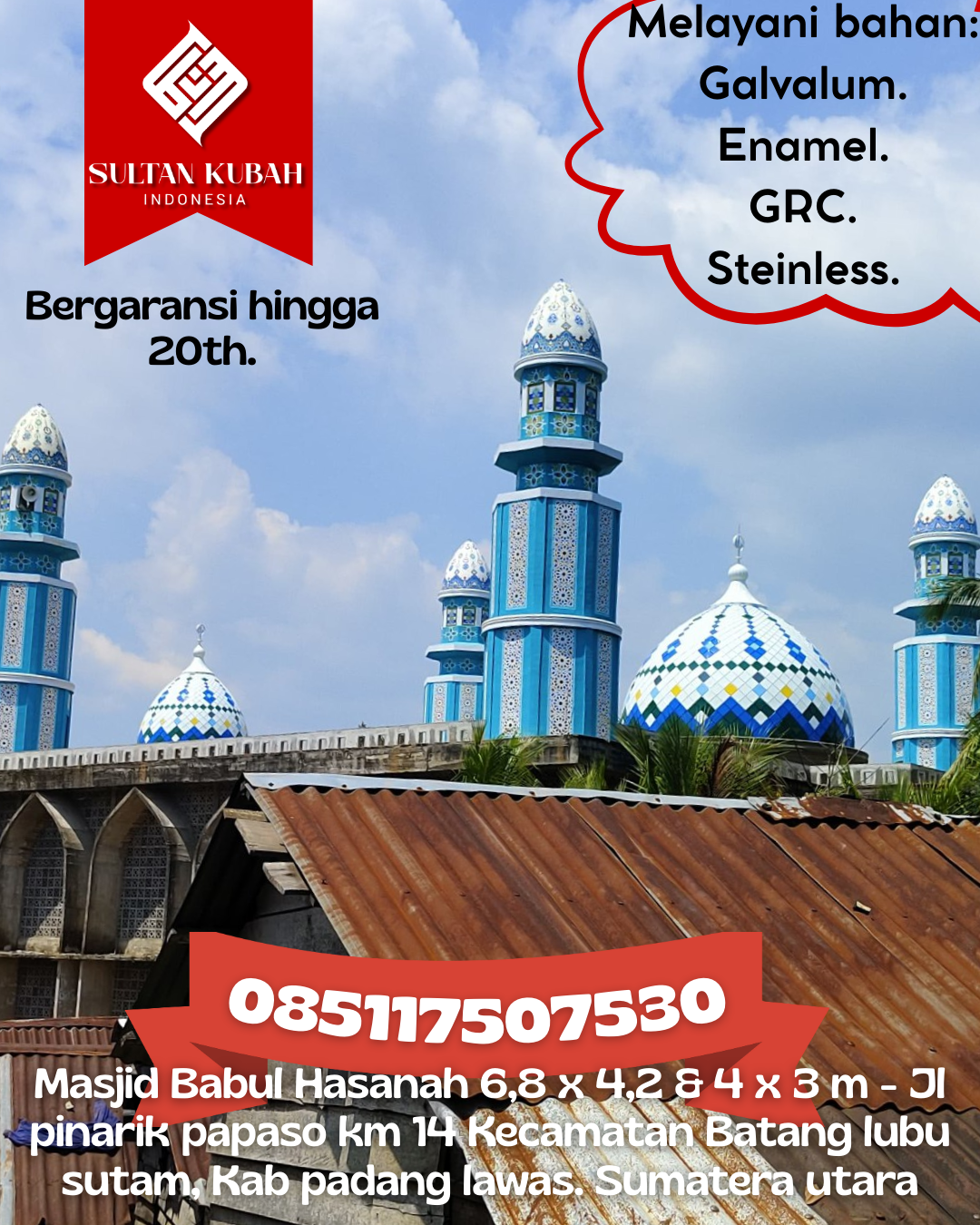 Kubah Masjid Modern Terjangkau Kualitas Premium dan Tahan Lama 085117507530 Badau — Kab. Kapuas Hulu