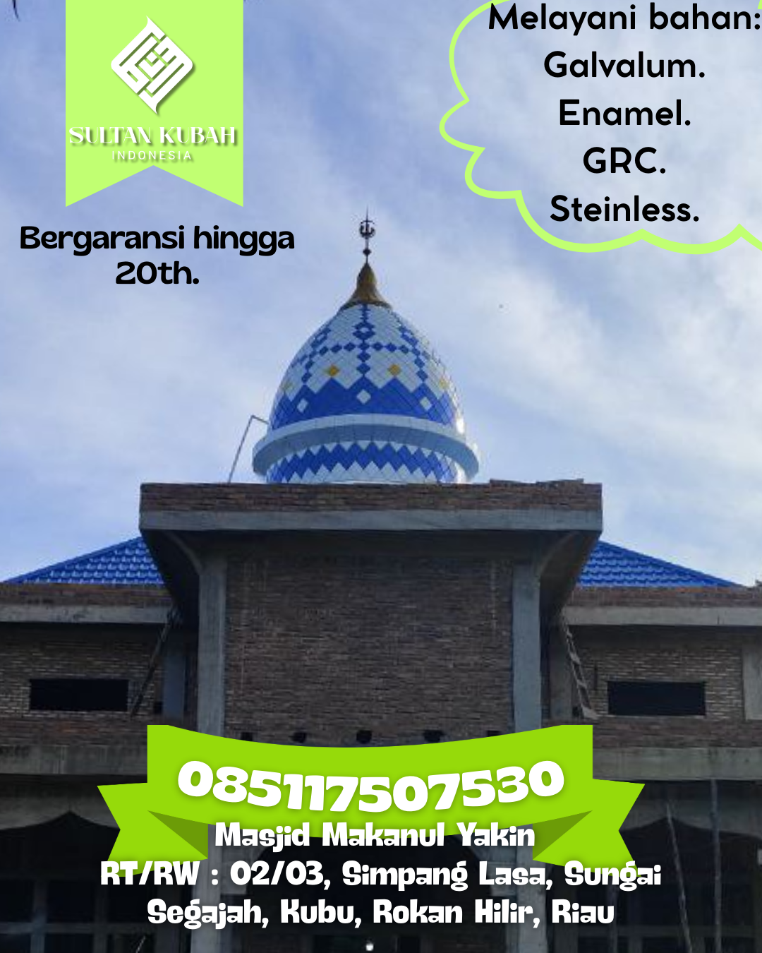 Kubah Masjid Premium Tampilan Elegan Cocok untuk Renovasi Masjid 085117507530 Sitellu Tali Urang Julu — Kab. Pakpak Bharat