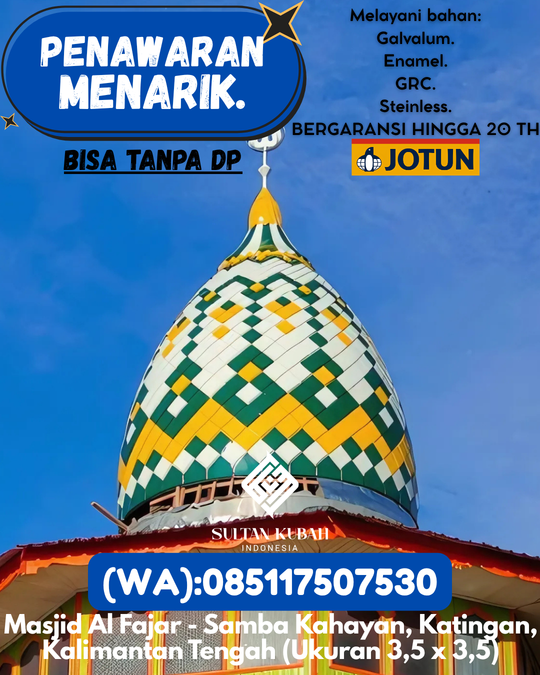 PABRIK KUBAH MASJID MODERN DI KEC Polewali, KAB Polewali Mandar (WA: 085117507530)