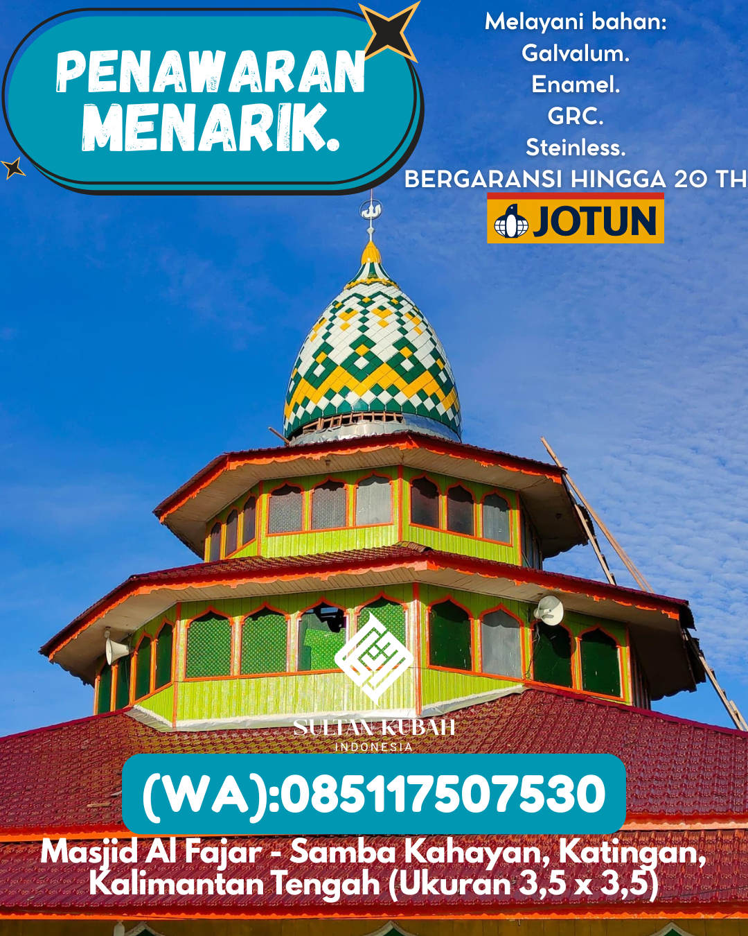 PRODUSEN KUBAH MASJID TAHAN LAMA DI KEC Ponorogo Kota, KAB Ponorogo (WA: 085117507530)