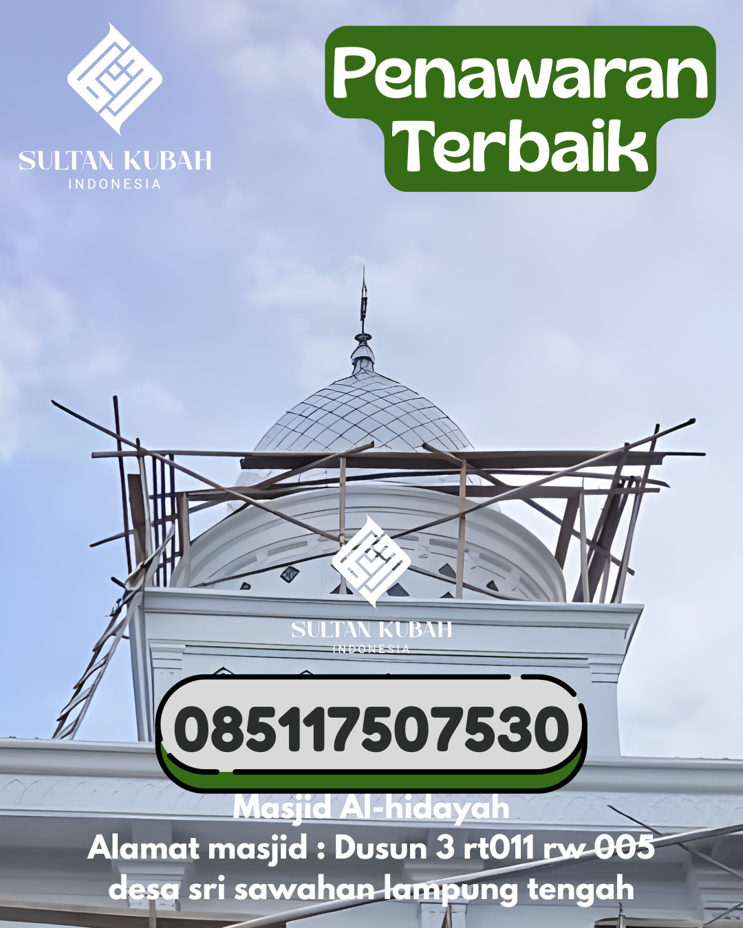 Kubah Masjid Galvalum Ringan, Kokoh, Awet 085117507530 Marusu – Kab Maros