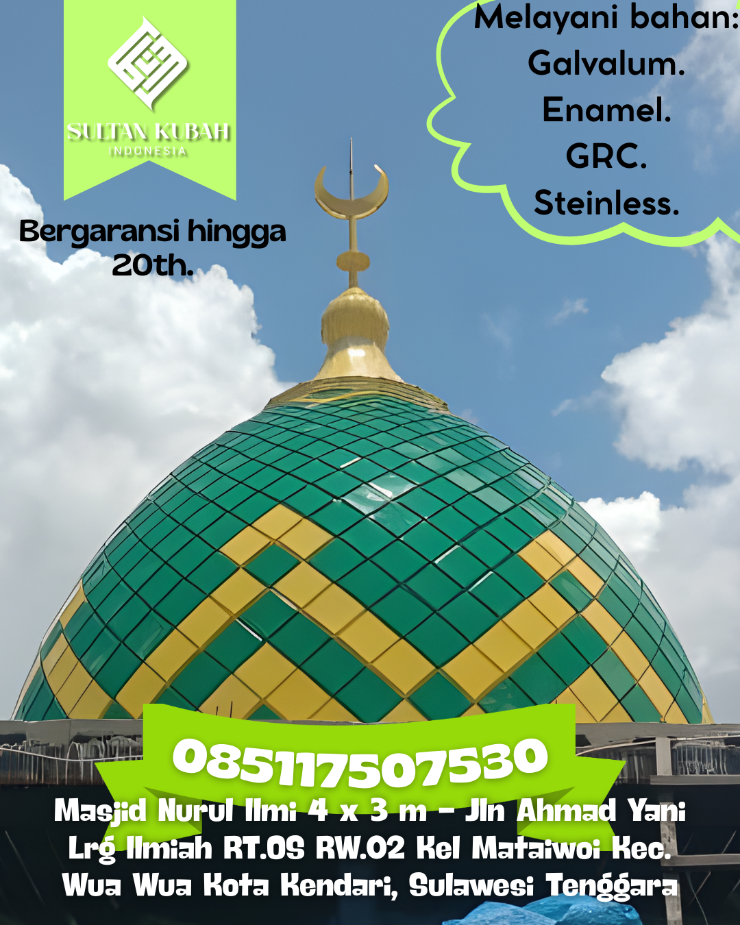 Kubah Masjid Elegan Modern Berkualitas Terjamin 085117507530 Sirapit — Kab. Langkat
