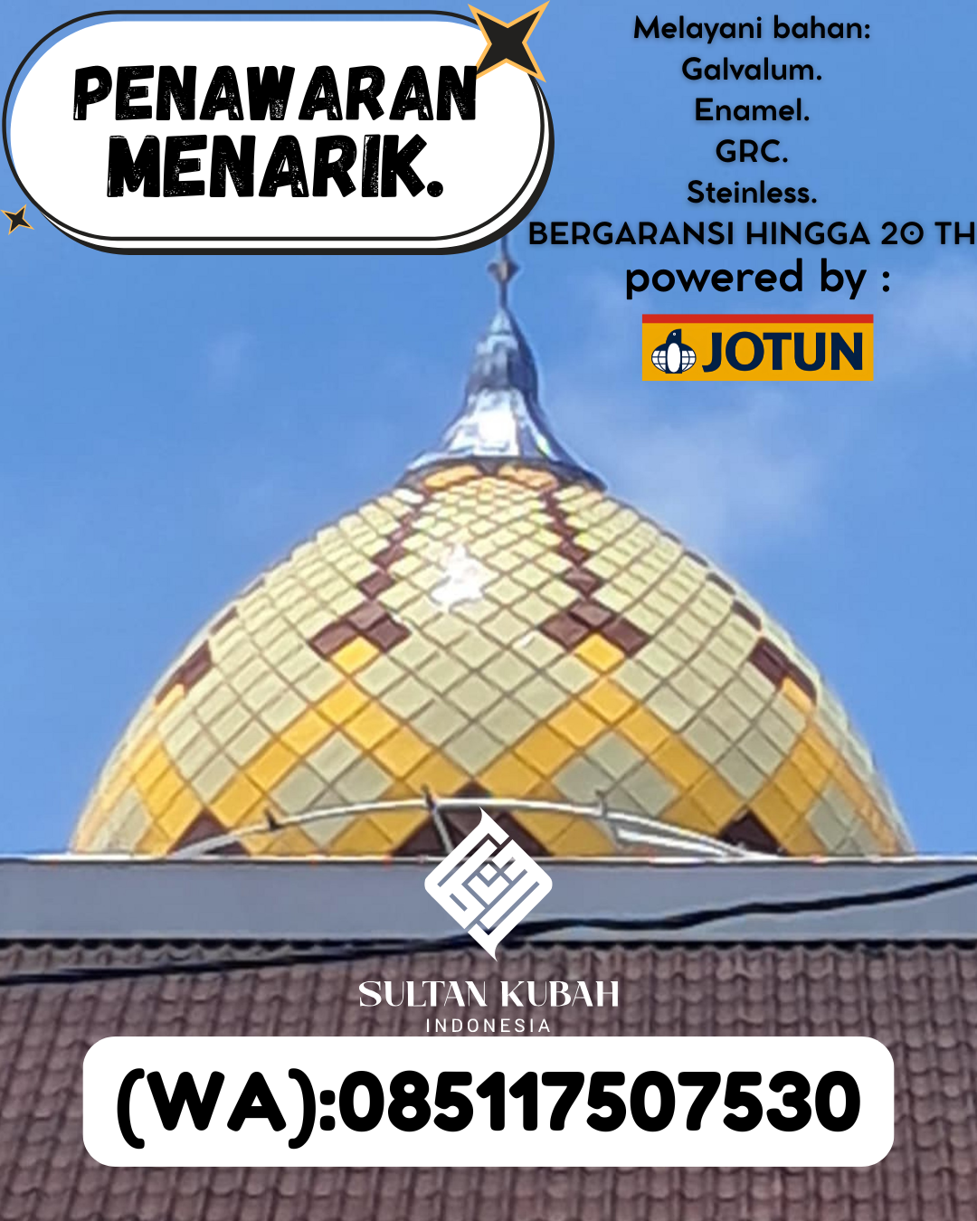 SPESIALIS KUBAH MASJID GARANSI RESMI DI KEC Ruteng, KAB Manggarai (WA: 085117507530)