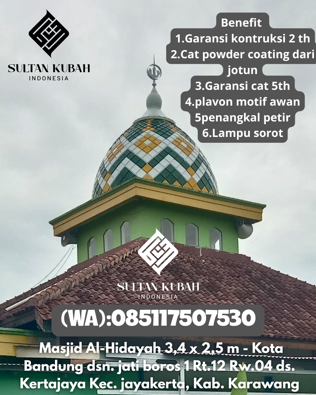 Kubah masjid galvalum kualitas terbaik berg aransi, 085117507530.Arahan – Kabupaten Indramayu