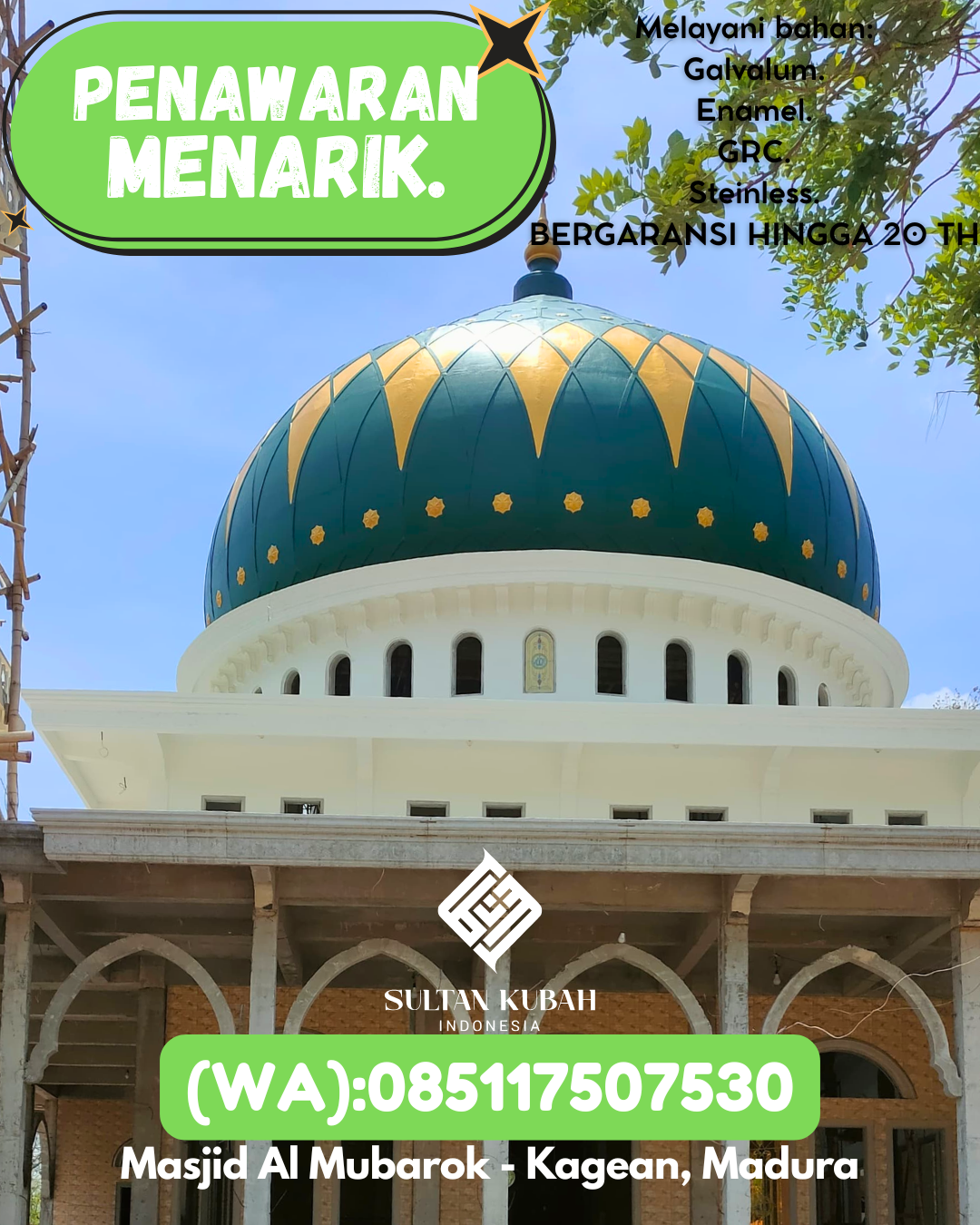 PABRIK KUBAH MASJID MODERN DI KEC Purwokerto Selatan, KAB Banyumas (WA: 085117507530)