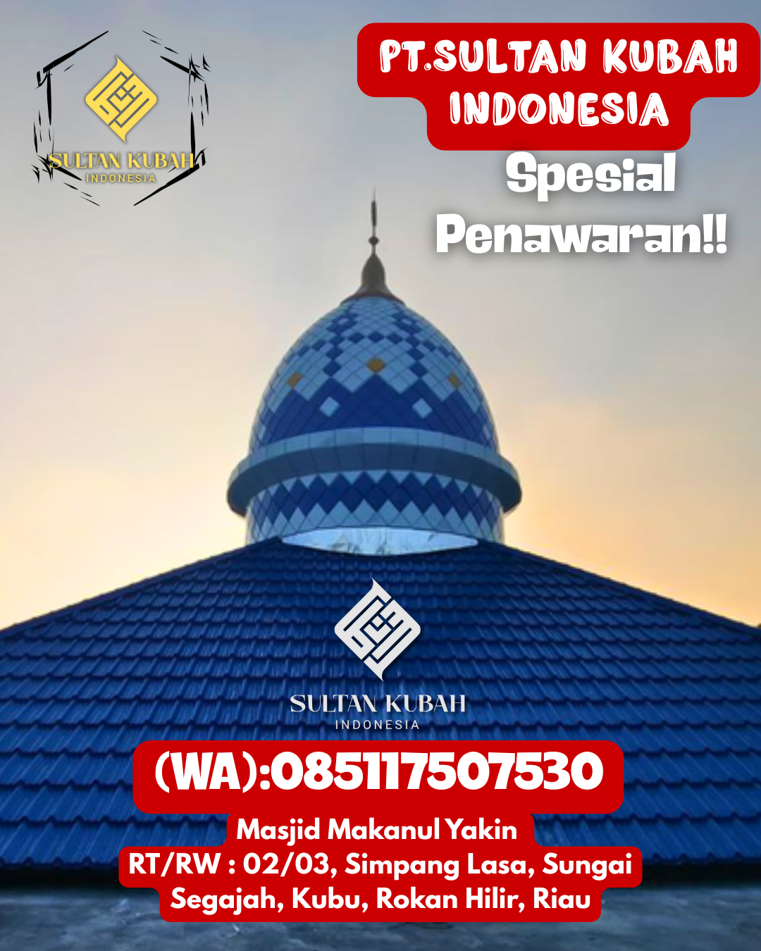 Kubah Masjid Premium dengan Tampilan Elegan dan Berkualitas 085117507530 Tanjung Sakti Pumu — Kab. Lahat