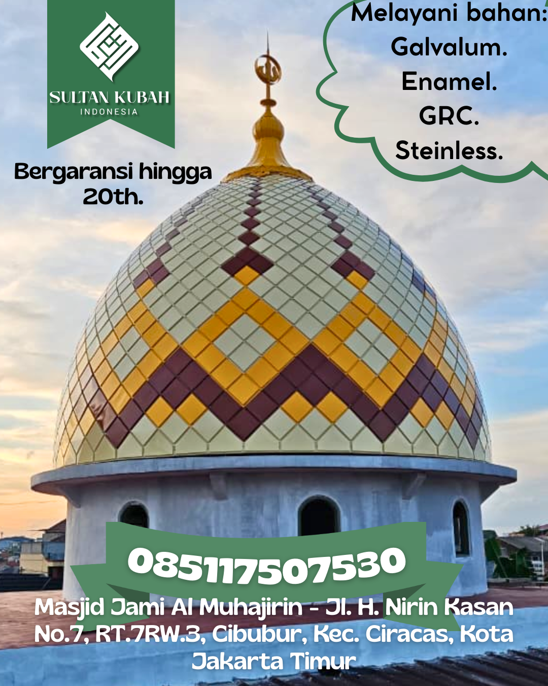 Kubah Masjid Premium Kuat dan Tahan Lama untuk Bangunan Ibadah 085117507530 Sihapas Barumun — Kab. Padang Lawas