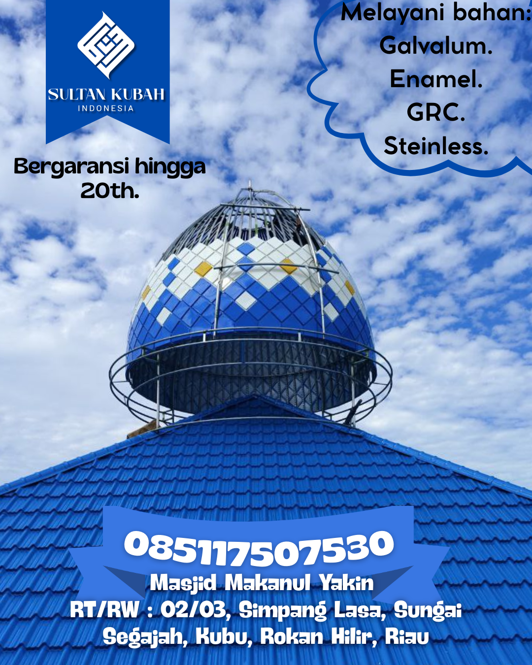 Kubah Masjid Kuat Tahan Lama dengan Finishing Elegan 085117507530 Siempat Rube — Kab. Pakpak Bharat
