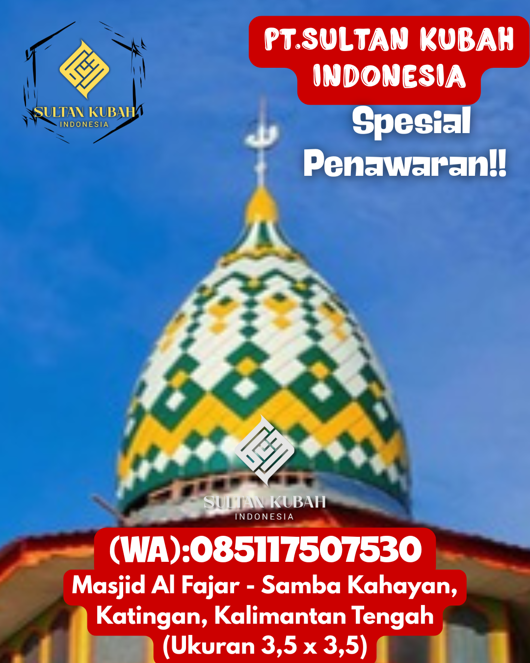 Kubah Masjid Berkualitas Terjamin dengan Garansi Hingga 5 Tahun 085117507530 Silou Kahean — Kab. Simalungun