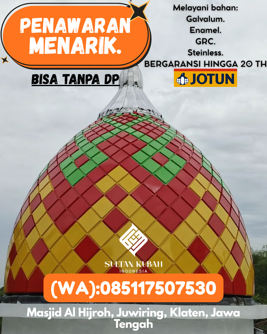 KUBAH MASJID DESAIN ELEGAN DI KEC Banggae, KAB Majene (WA: 085117507530)