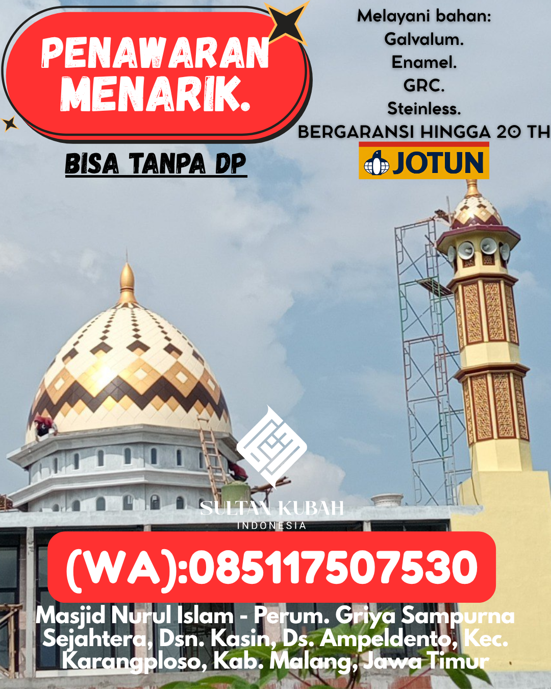 PABRIK KUBAH MASJID MODERN DI KEC Martapura Timur, KAB Banjar (WA: 085117507530)