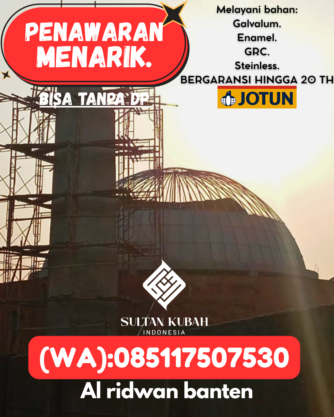 JUAL KUBAH MASJID BERGARANSI DI KEC Pelaihari, KAB Tanah Laut (WA: 085117507530)