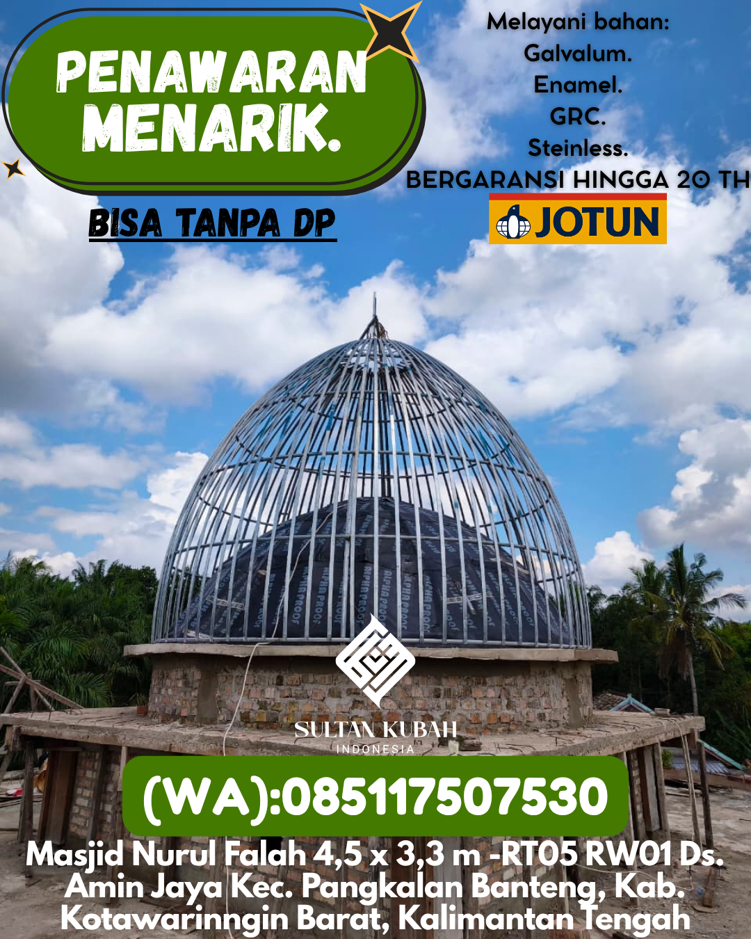 KUBAH MASJID DESAIN ELEGAN DI KEC Lebong Selatan, KAB Lebong (WA: 085117507530)