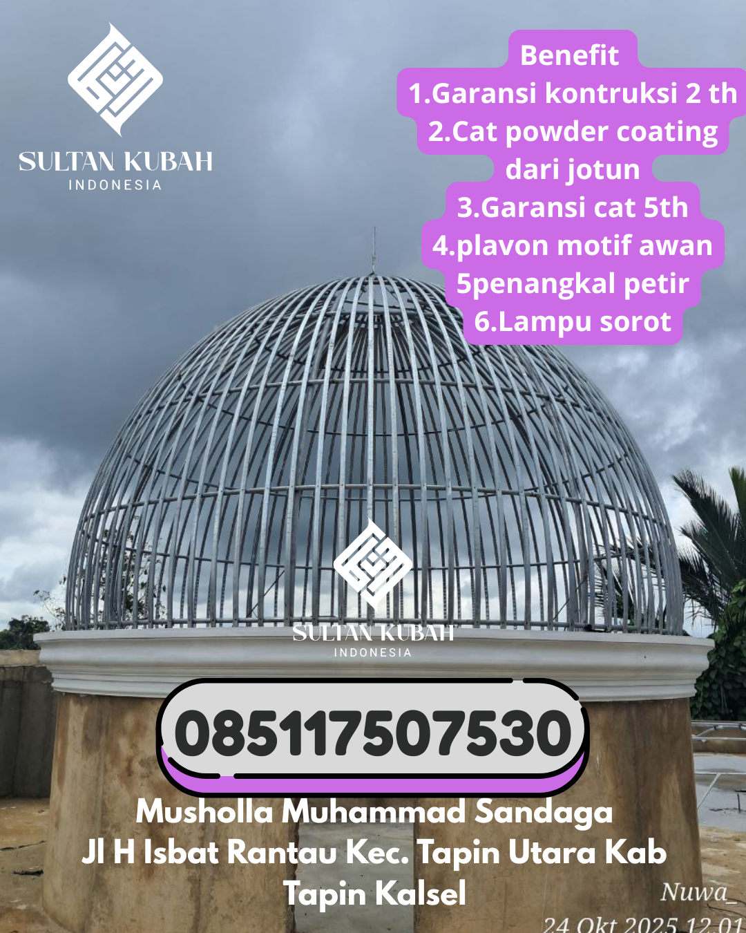 Kubah masjid galvalum pilihan tepat, 085117507530. Babelan – Kabupaten Bekasi