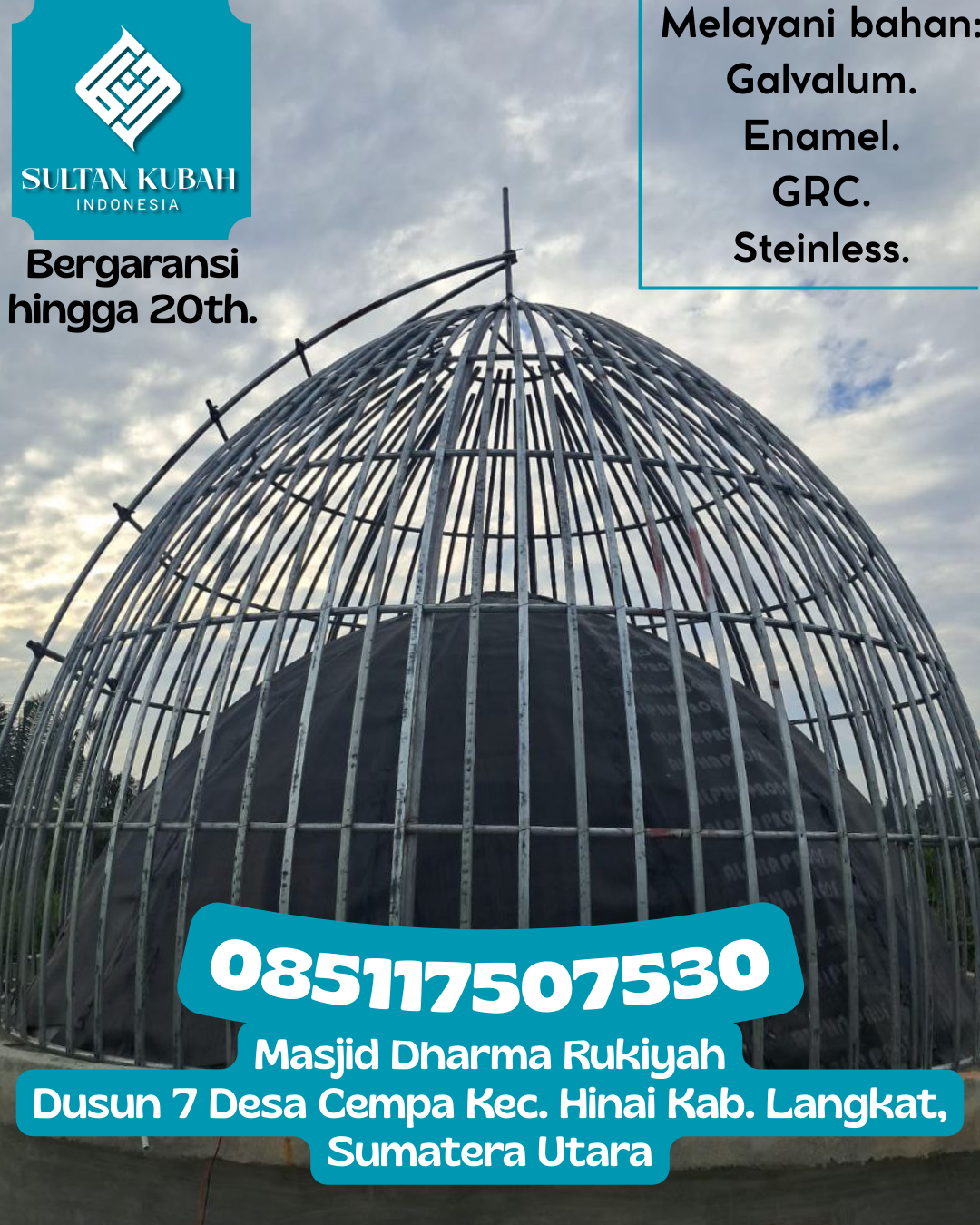 Kubah Masjid Modern Berkualitas Tinggi dan Tahan Segala Cuaca 085117507530 Binamu – Kabupaten Jeneponto