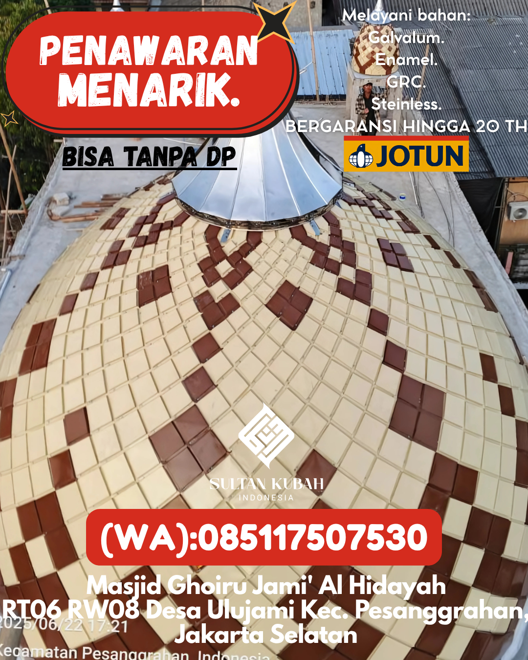 KUBAH MASJID DESAIN ELEGAN DI KEC Tanjung Pandan, KAB Belitung (WA: 085117507530)