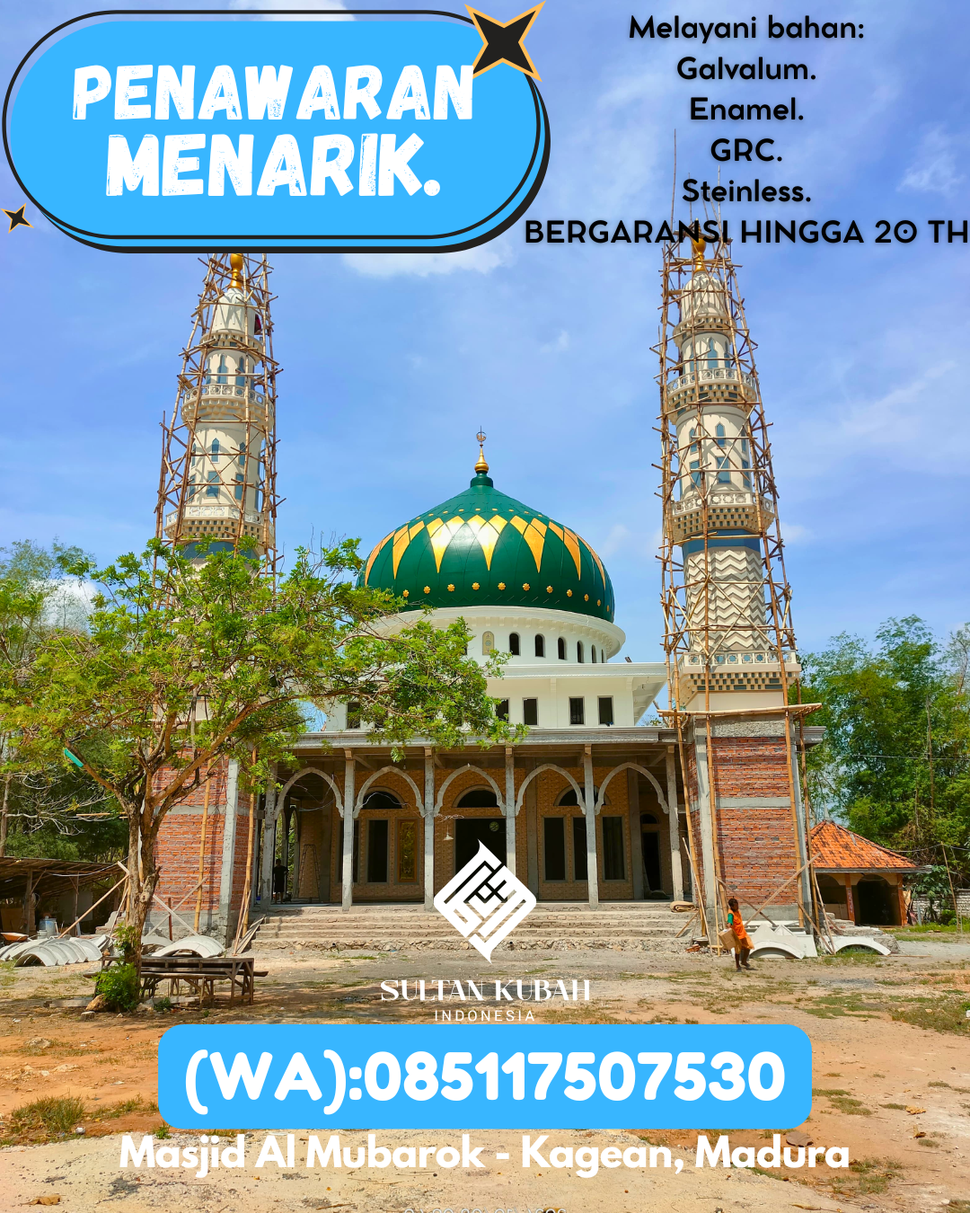 PRODUSEN KUBAH MASJID TAHAN LAMA DI KEC Kolonodale, KAB Morowali Utara (WA: 085117507530)