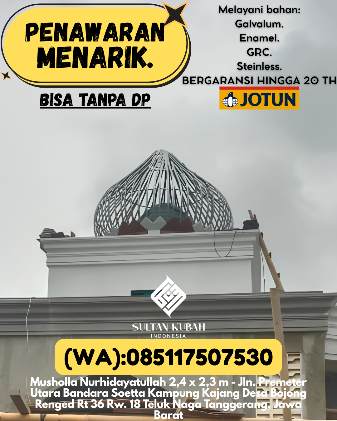 JUAL KUBAH MASJID EKSKLUSIF DI KEC Telaga, KAB Gorontalo (WA: 085117507530)