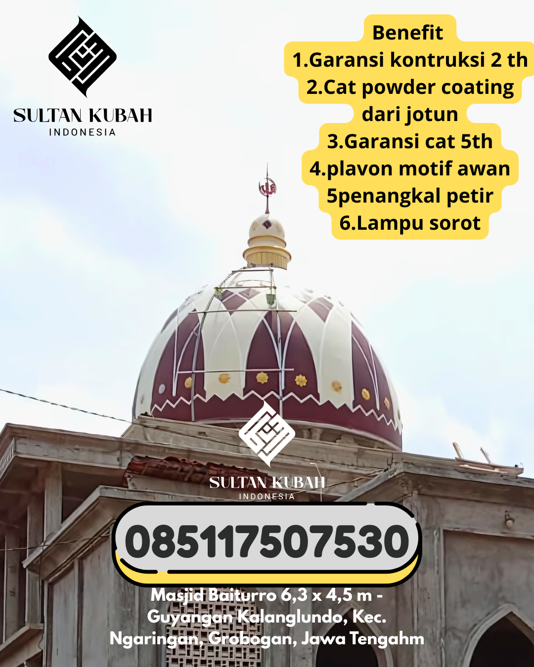 Penjual Kubah Masjid GRC Kualitas Terbaik Bergaransi 085117507530 Cibinong – Kabupaten Bogor
