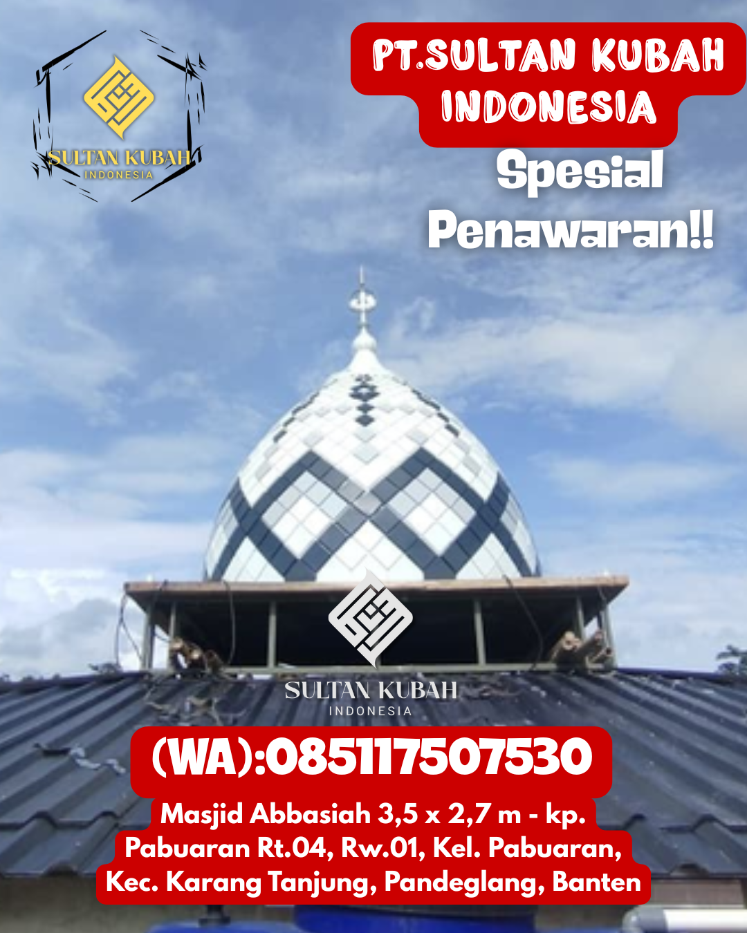 Kubah Masjid Berkualitas Premium dengan Garansi 5 Tahun 085117507530 Ulok Kupai — Kab. Bengkulu Utara