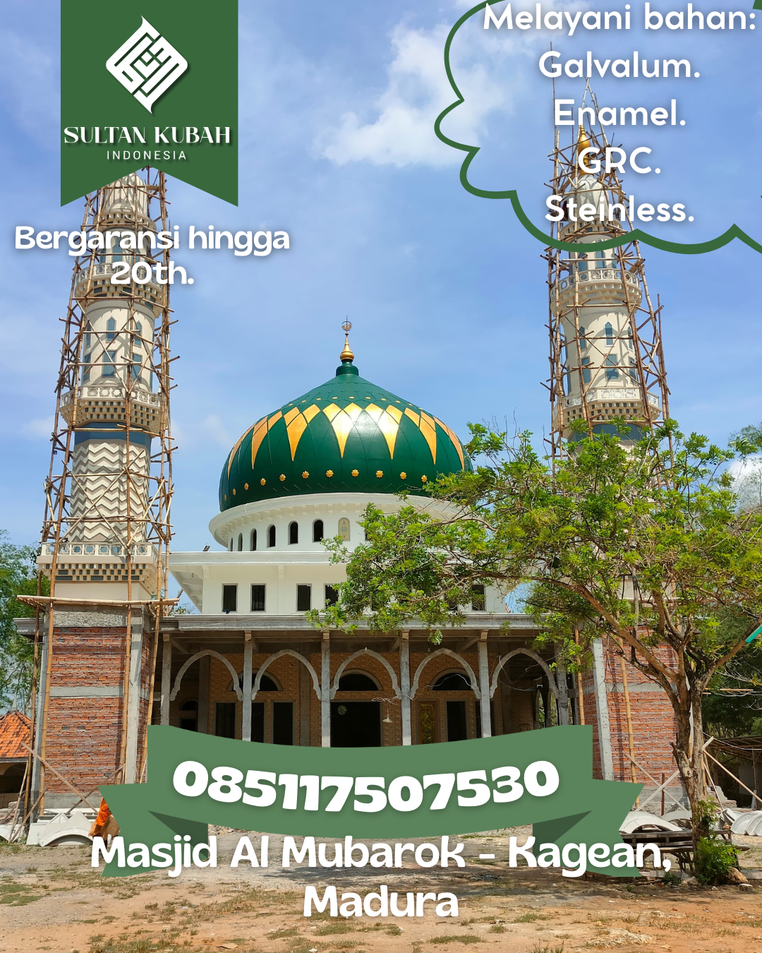 Kubah Masjid GRC Ukuran Custom Kualitas Teruji Garansi Panjang 085117507530 Teluk Bayur — Kab. Berau