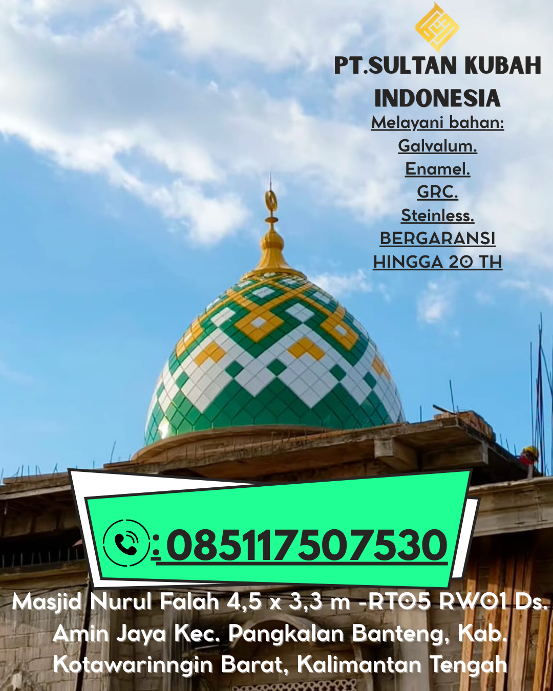 Kubah Masjid Stainless Premium Garansi 085117507530 Cigudeg – Bogor Barat