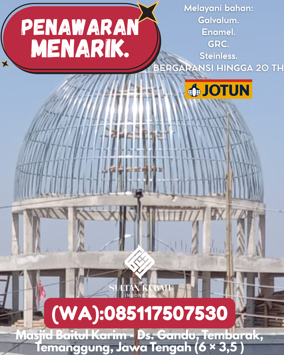 PUSAT KUBAH MASJID BERKUALITAS DI KEC Sinjai Utara, KAB Sinjai (WA: 085117507530)