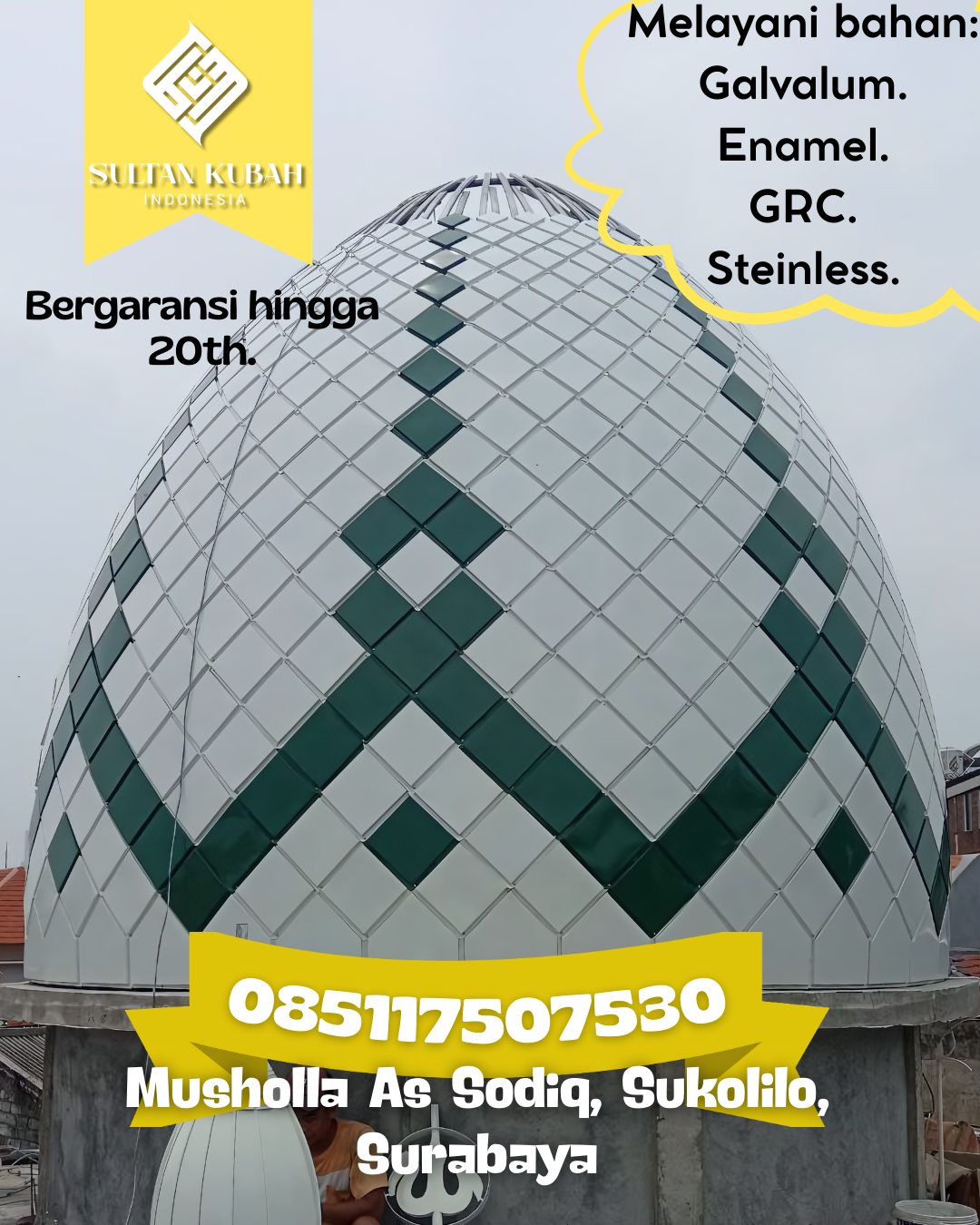 Kubah Masjid Berkualitas Premium Awet Tahan Lama Bergaransi 085117507530 Menggala — Kab. Tulang Bawang