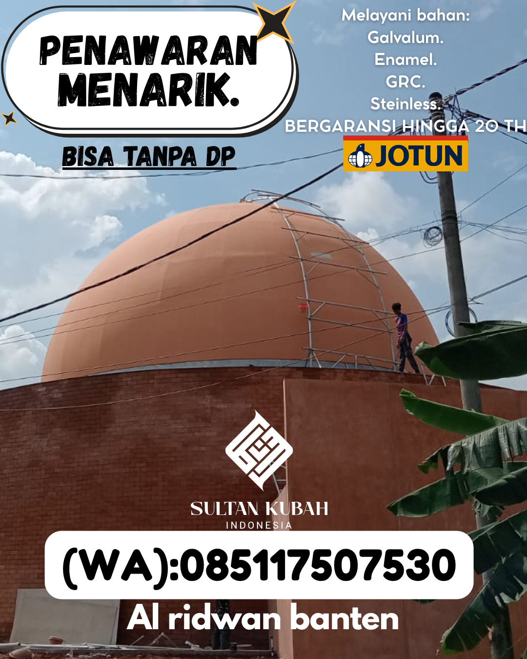 JUAL KUBAH MASJID DESAIN ELEGAN DI KEC Sungai Tabuk, KAB Banjar (WA: 085117507530)