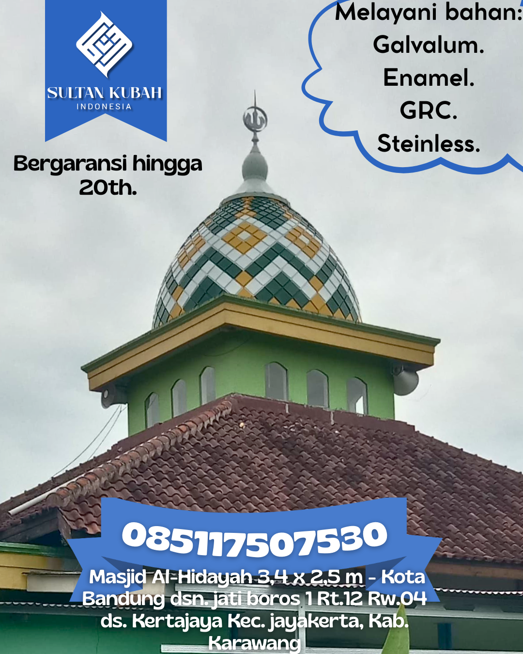 Kubah Masjid Premium Tahan Cuaca Awet Bertahun-Tahun 085117507530 Karusen Janang — Kab. Barito Timur