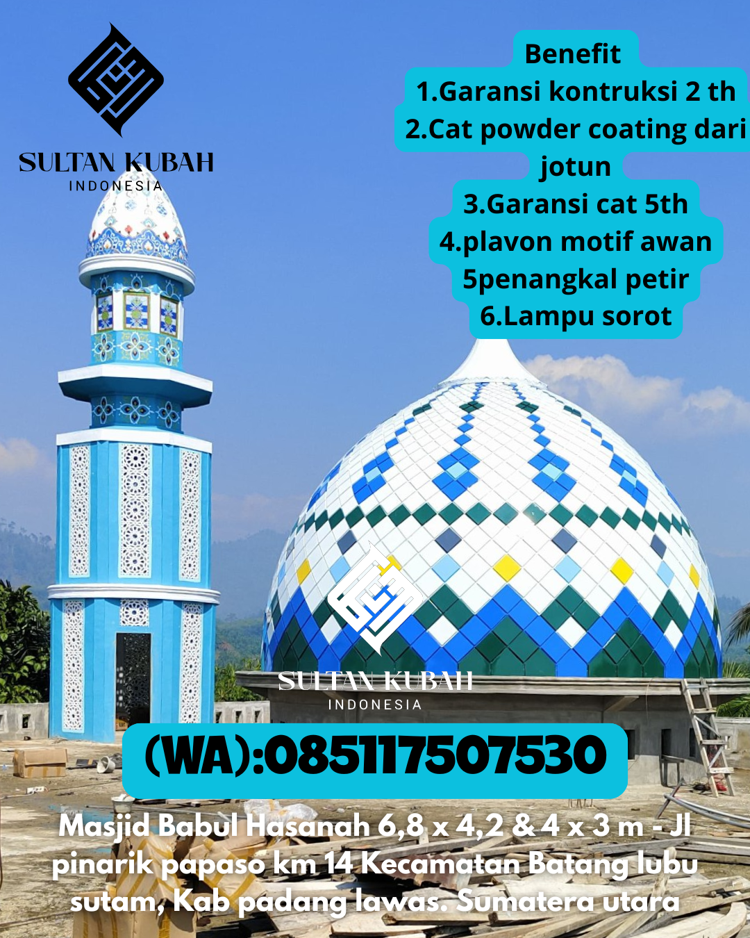 Penjual Kubah Masjid Galvalum Awet dan Kokoh 085117507530 Suppa – Kabupaten Pinrang