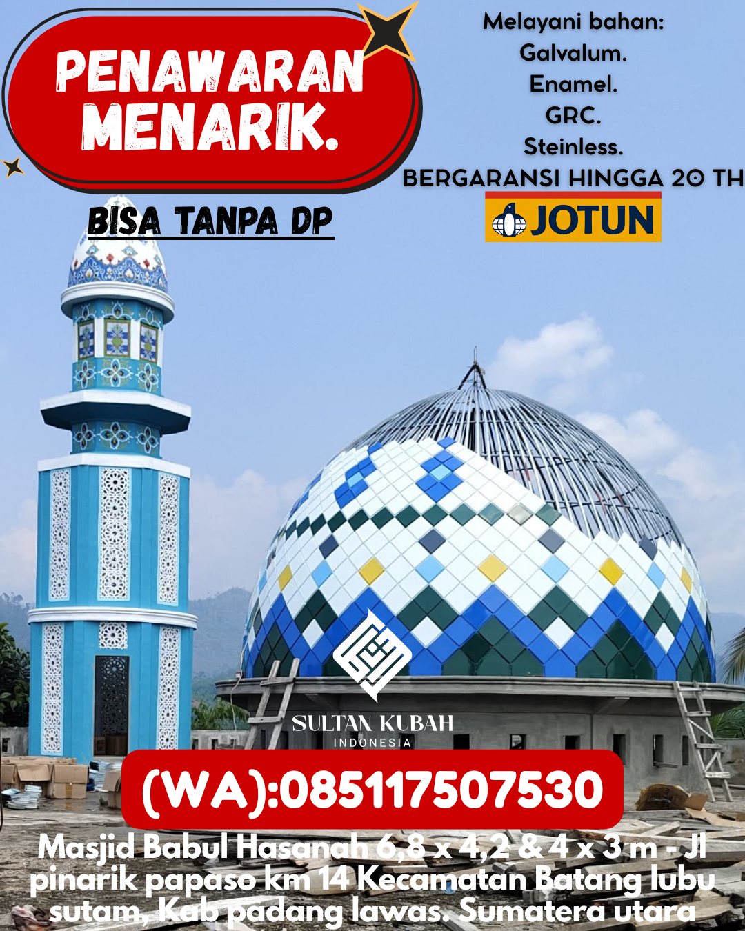 KUBAH MASJID DESAIN ELEGAN DI KEC Wonosari, KAB Gunungkidul (WA: 085117507530)