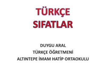 SIFATLAR DUYGU ARAL