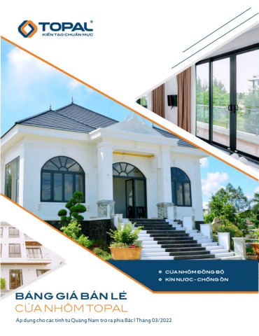BẢNG GIÁ BÁN LẺ CỬA NHÔM TOPAL