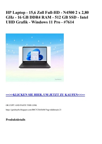 9083 hp laptop - 15 6 zoll full-hd - n4500 2 x 2 80 ghz - 16 gb ddr4 ram - 512 gb ssd - intel uhd grafik