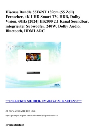 2325 hisense bundle 55e6nt 139cm  55 zoll  fernseher  4k uhd smart tv  hdr  dolby vision  60hz  2024  hs