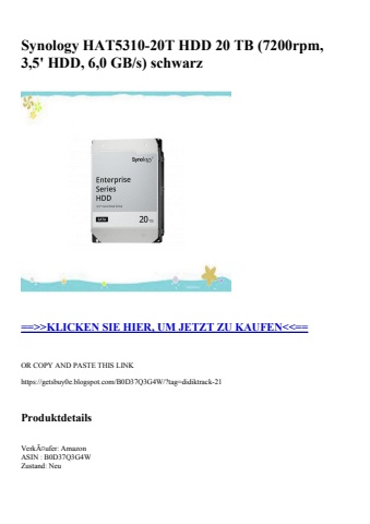 4865 synology hat5310-20t hdd 20 tb  7200rpm  3 5' hdd  6 0 gb s  schwarz