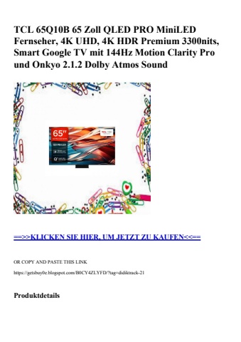 4164 tcl 65q10b 65 zoll qled pro miniled fernseher  4k uhd  4k hdr premium 3300nits  smart google tv mit