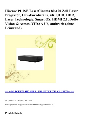 6509 hisense pl1se lasercinema 80-120 zoll laser projektor  ultrakurzdistanz  4k  uhd  hdr  laser techno