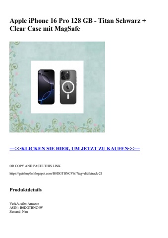 1937 apple iphone 16 pro 128 gb - titan schwarz   clear case mit magsafe