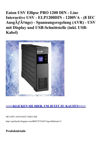 3561 eaton usv ellipse pro 1200 din - line interactive usv - elp1200din - 1200va -  8 iec ausgãƒâ¤nge  -