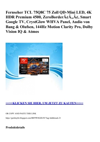 6180 fernseher tcl 75q8c 75 zoll qd-mini led  4k hdr premium 4500  zeroborderã¢â„â¢  smart google tv  cr