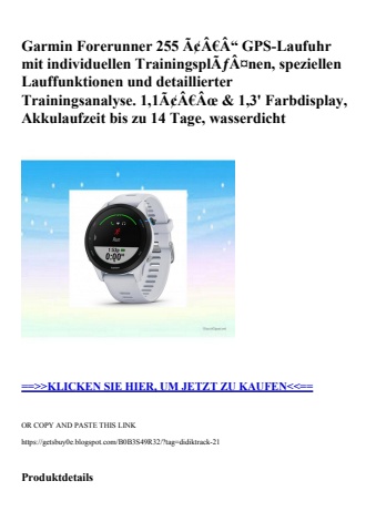 8605 garmin forerunner 255 ã¢â€â“ gps-laufuhr mit individuellen trainingsplãƒâ¤nen  speziellen lauffunkt