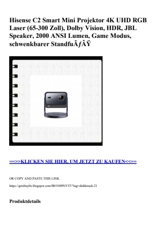 4867 hisense c2 smart mini projektor 4k uhd rgb laser  65-300 zoll   dolby vision  hdr  jbl speaker  200