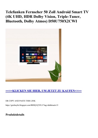 4425 telefunken fernseher 50 zoll android smart tv  4k uhd  hdr dolby vision  triple-tuner  bluetooth  d