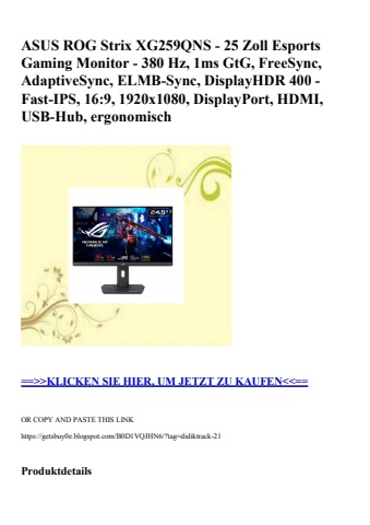 2627 asus rog strix xg259qns - 25 zoll esports gaming monitor - 380 hz  1ms gtg  freesync  adaptivesync