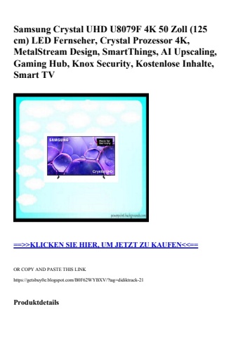 9951 samsung crystal uhd u8079f 4k 50 zoll  125 cm  led fernseher  crystal prozessor 4k  metalstream des