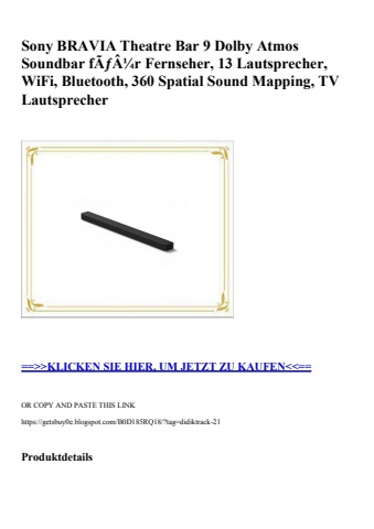 2672 sony bravia theatre bar 9 dolby atmos soundbar fãƒâ¼r fernseher  13 lautsprecher  wifi  bluetooth